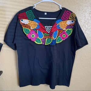 Handmade parrot quilted shirt